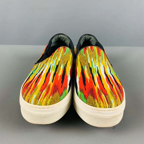 CELINE Multi-Color Fabric Stripe Slip On Sneakers - Picture 4 of 8